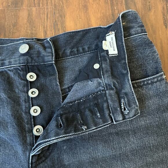 MADEWELL The Dad Jean Shorts Black Denim Button Fly Cut Off Frayed - Picture 4 of 9